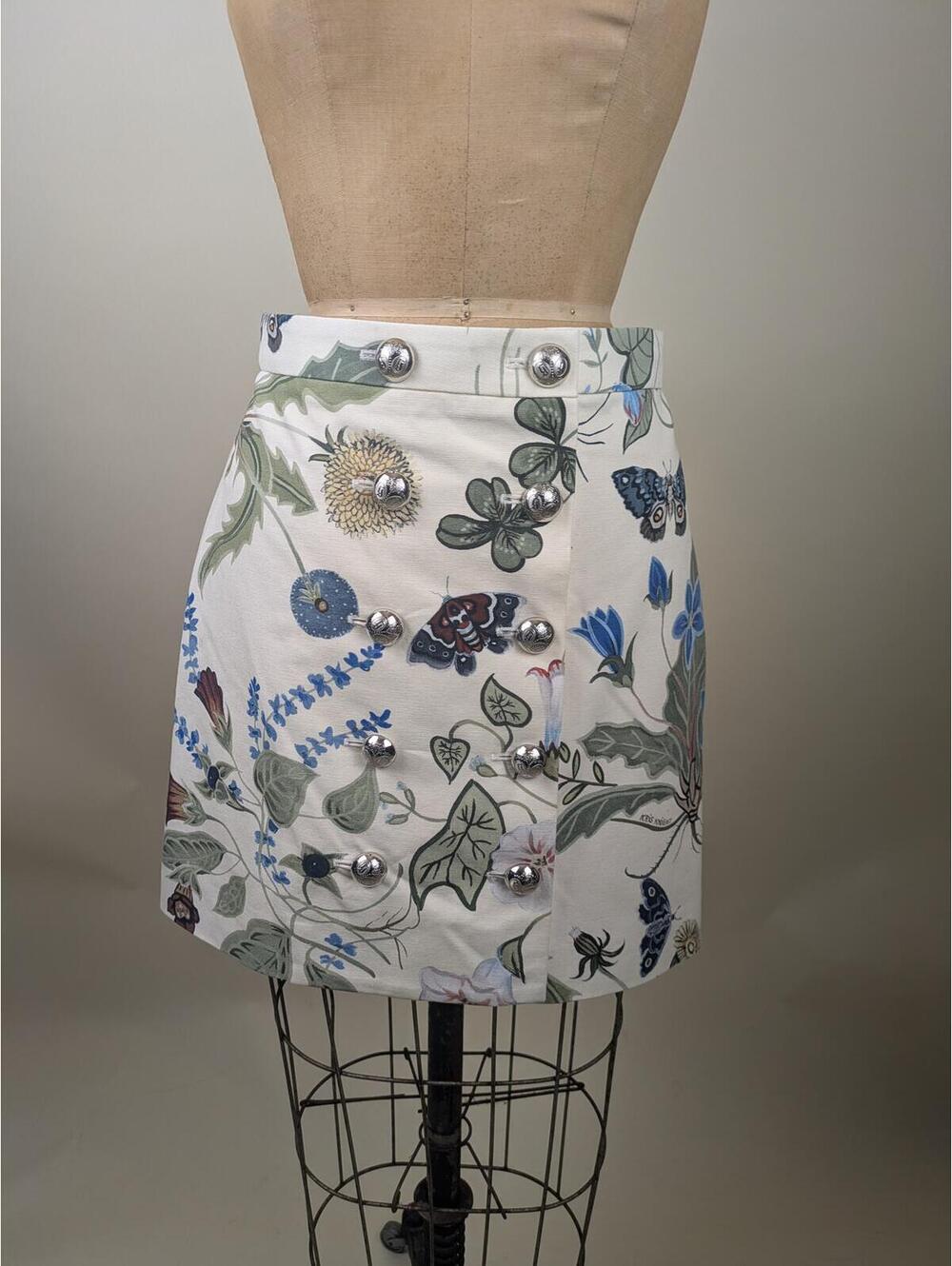 gucci pearl kris knight printed floral cotton skirt 40